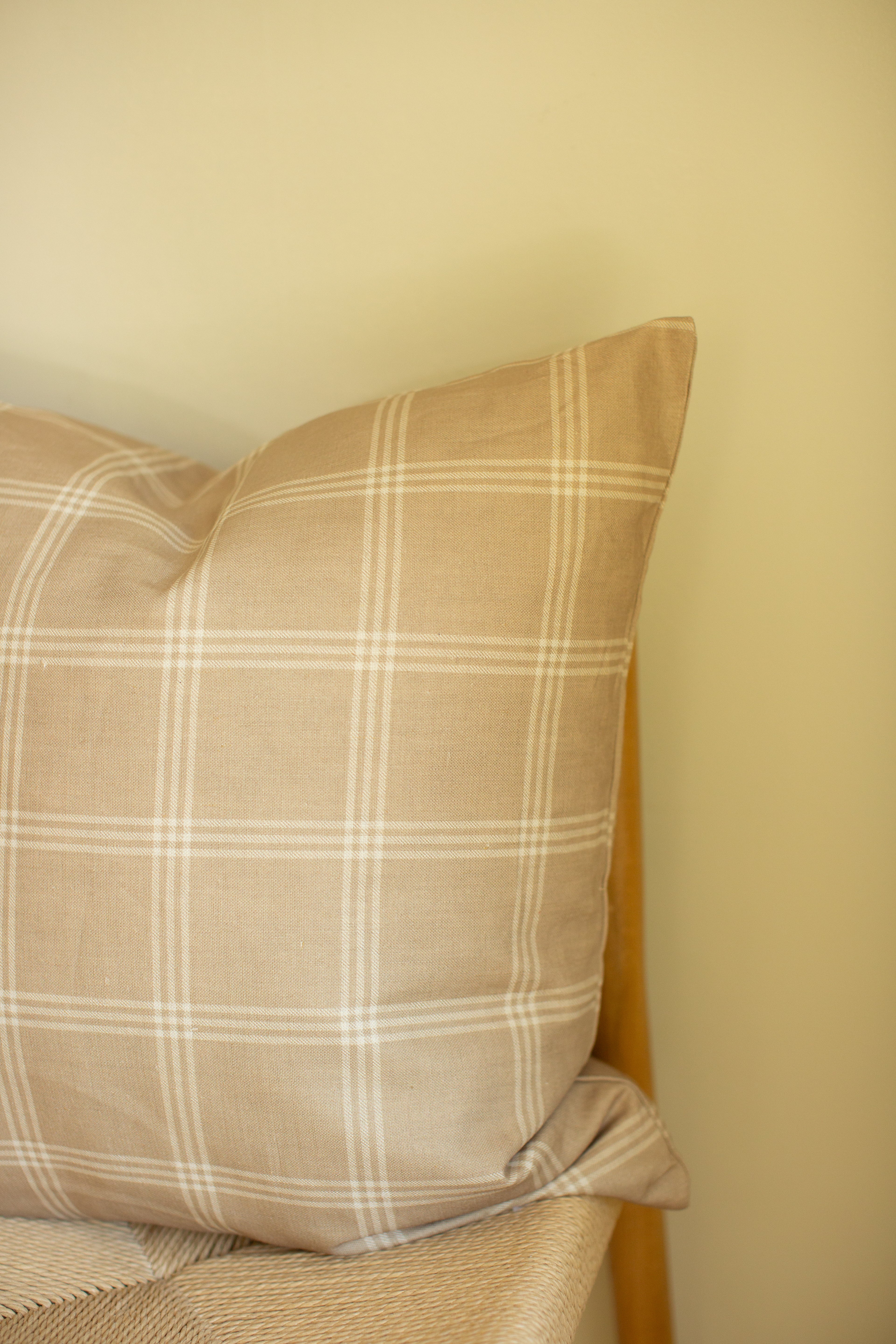 Beige Check Plaid Pillow