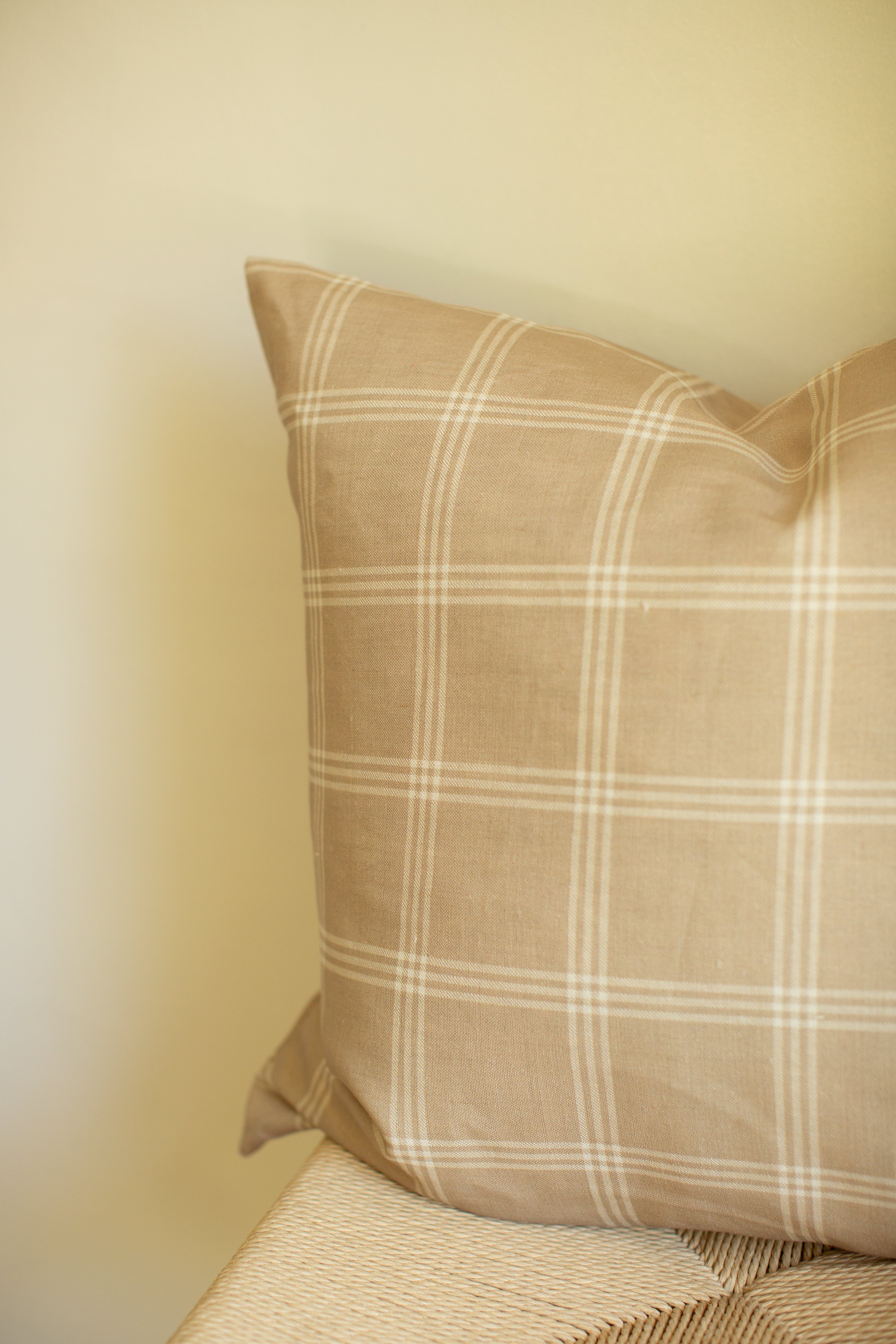 Beige Check Plaid Pillow
