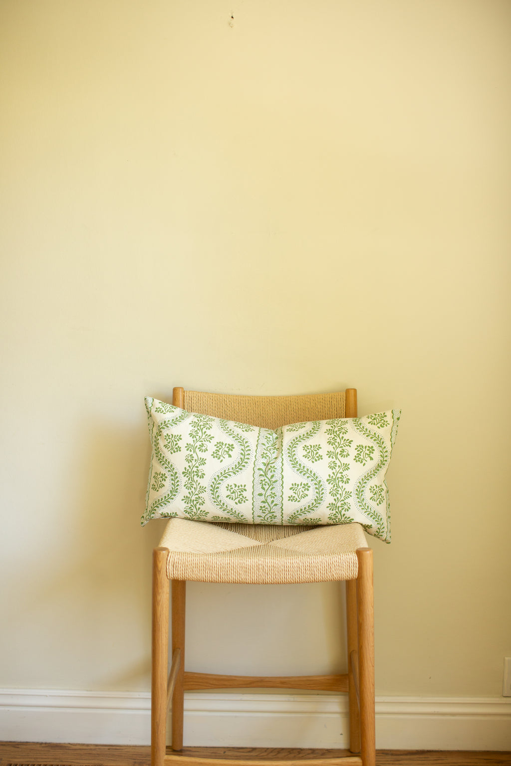 Green Trellis Floral Lumbar Pillow
