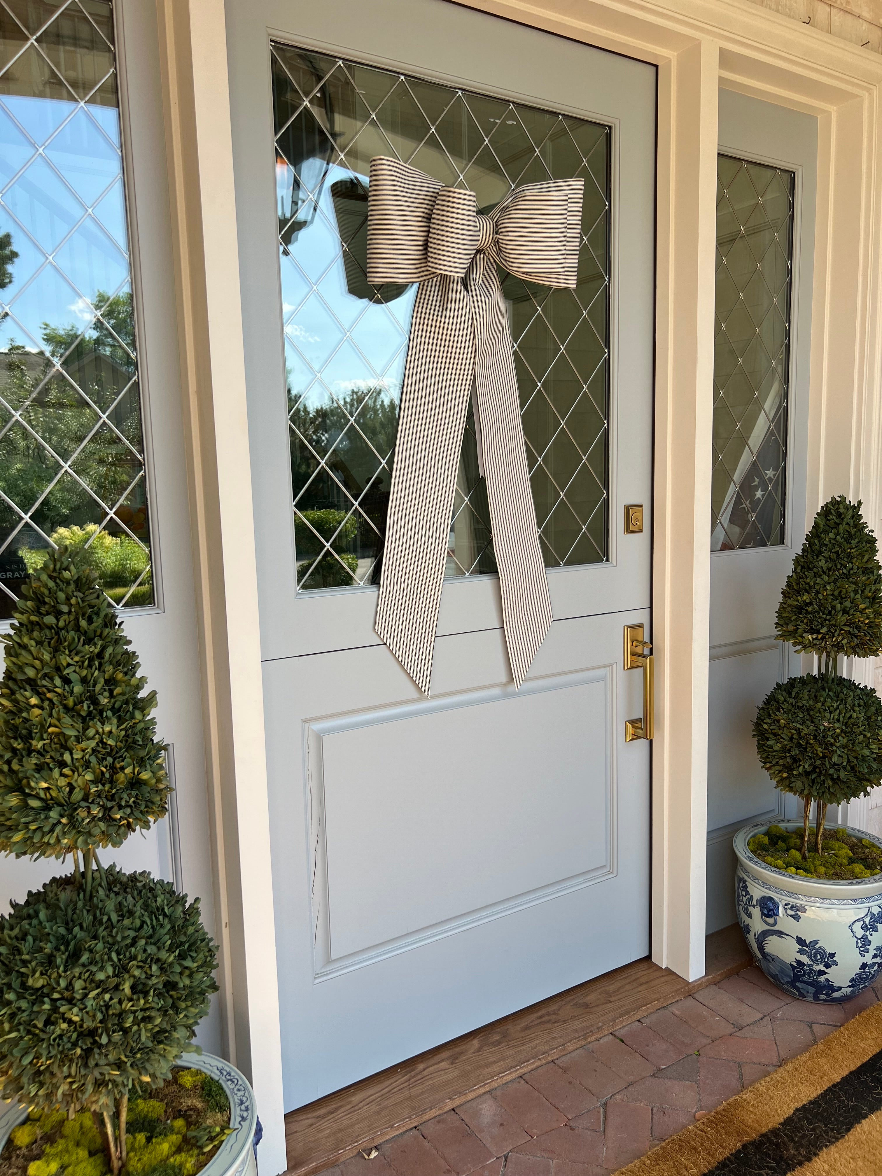 Black Ticking Striped Bow