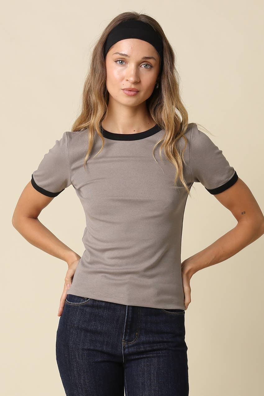 Ivy Contrast Trim Crewneck Tee