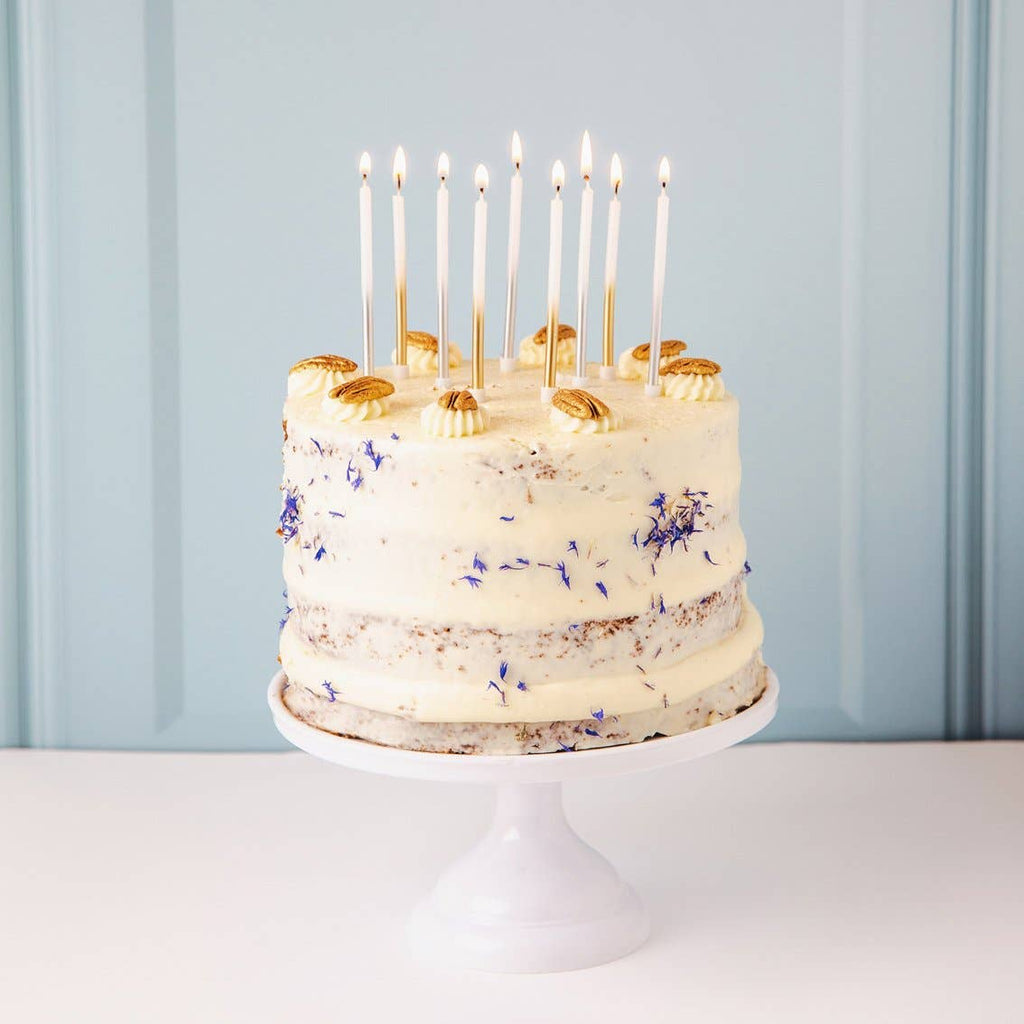 White & Gold Birthday Candles