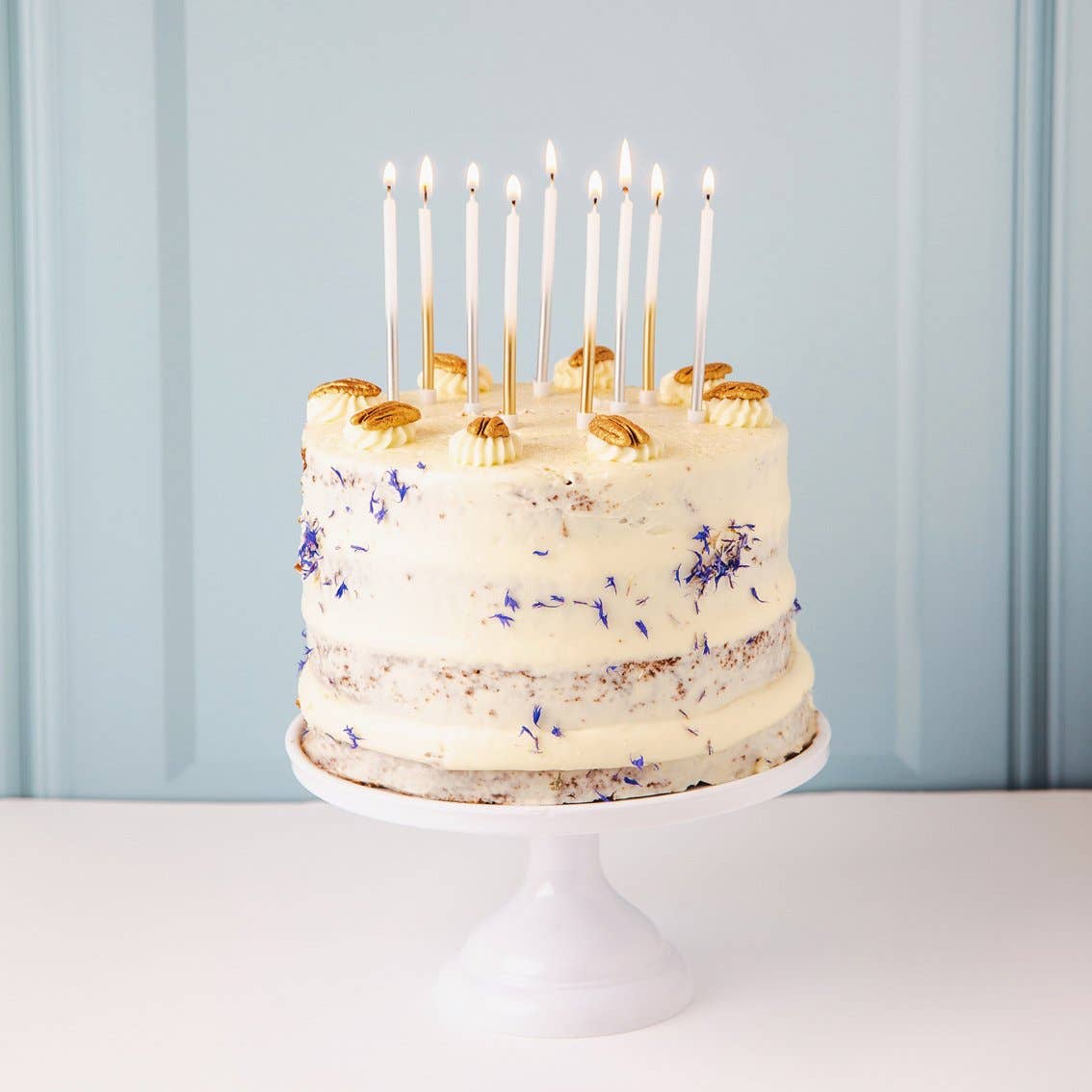 White & Gold Birthday Candles