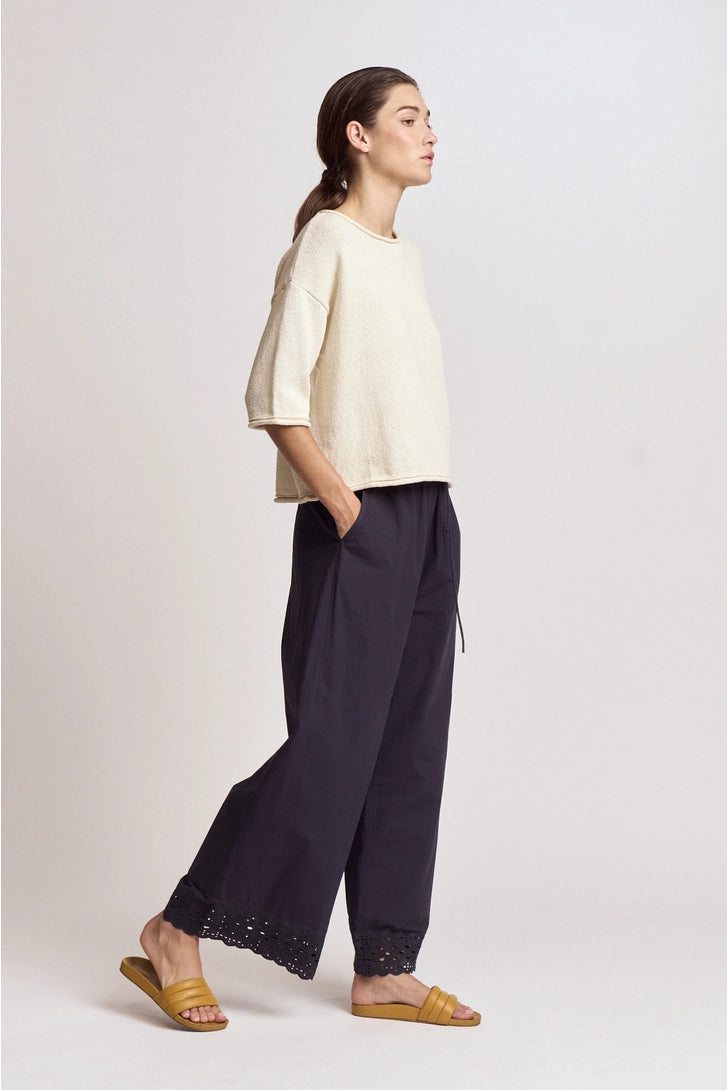 Rolled Edge Loose Fit Sweater Top