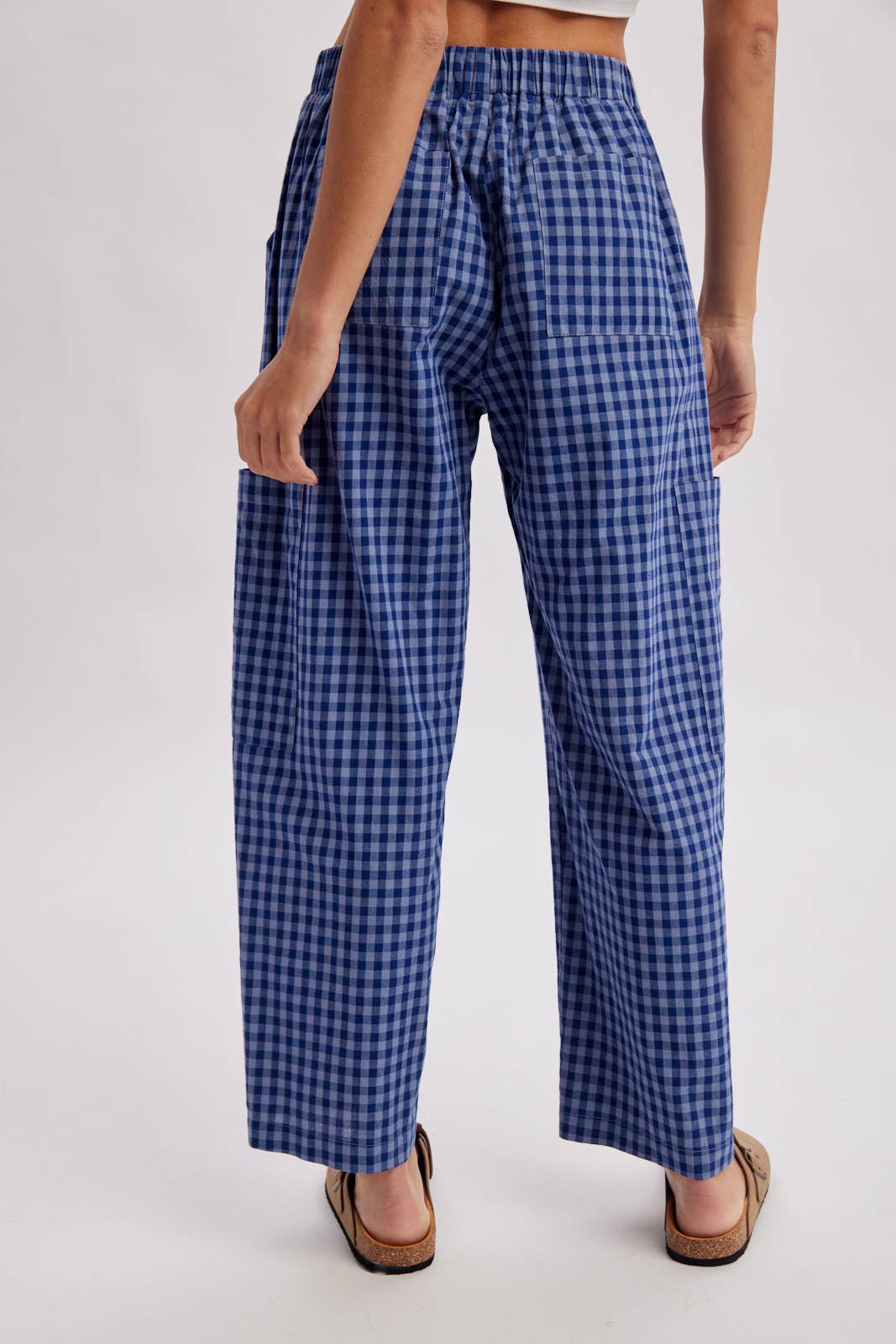 Plaid Patch Pocket Pants in Blue Navy