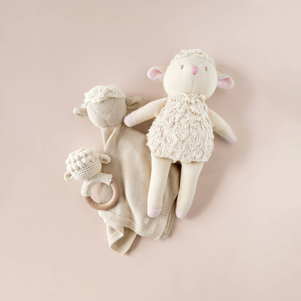 Cream Lamb Teether Rattle