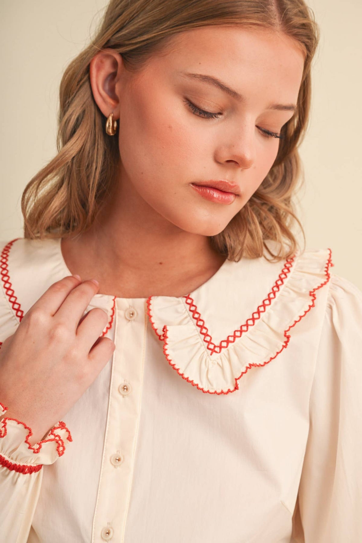 Doll Collar Button Up Top