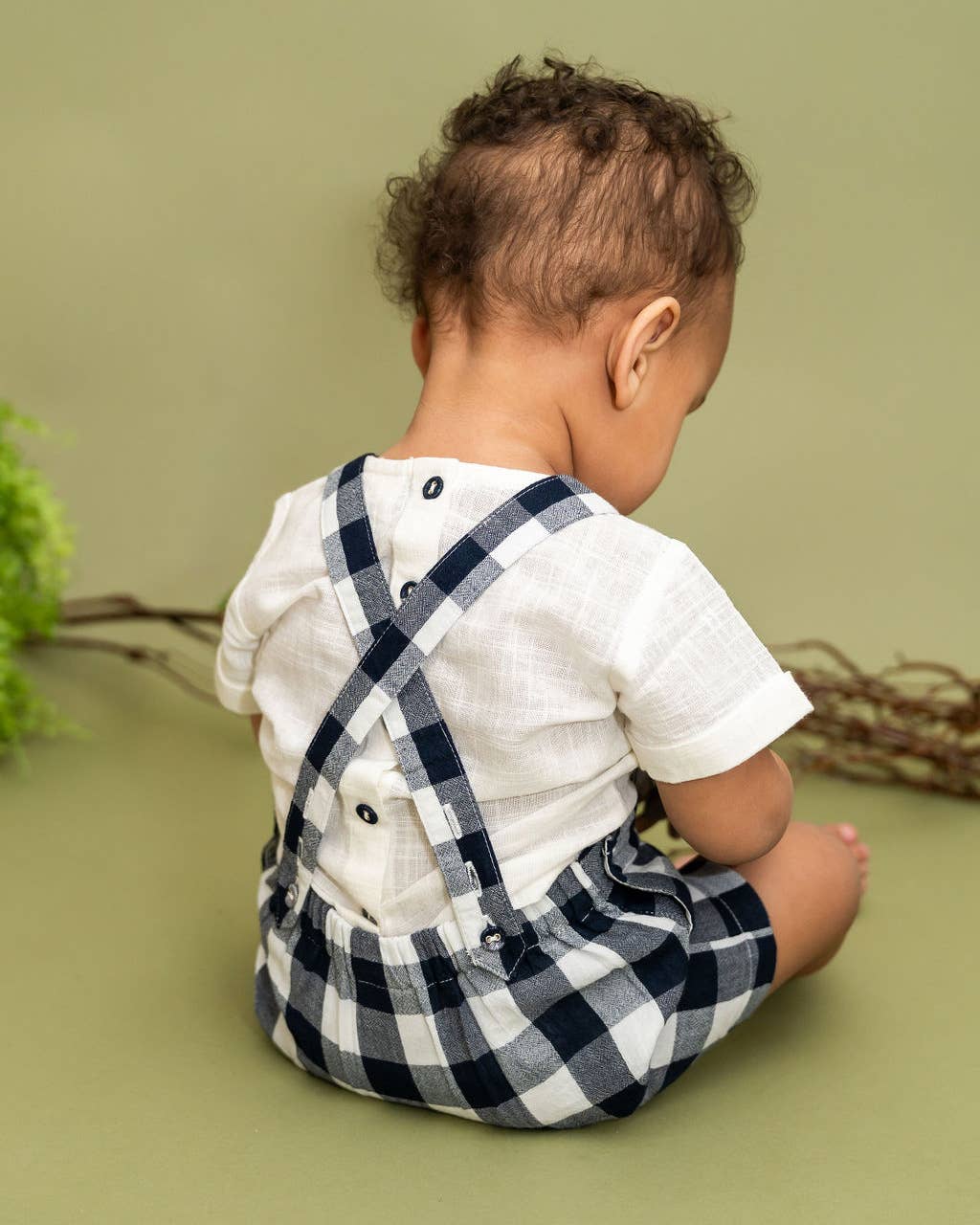 Raphael Checker Gingham Romper + Shirt Set (Organic Cotton)