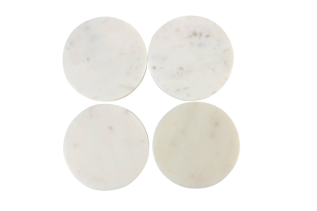 White Marble Round Coasters Set