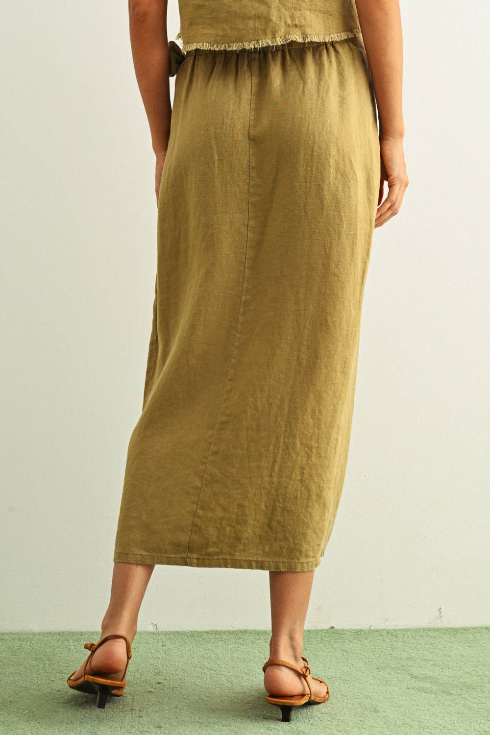 Raw Hem Wrap Skirt