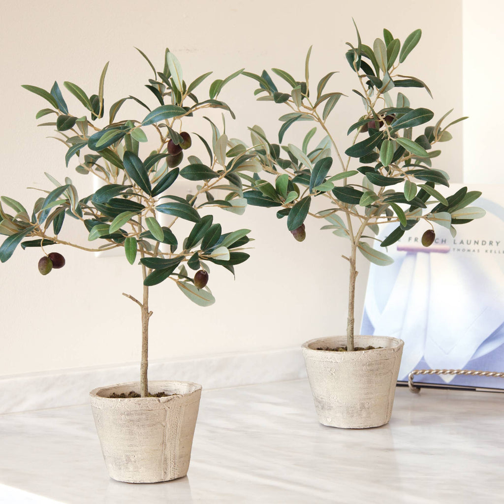 Faux Olive Tree With Fruit In Pot