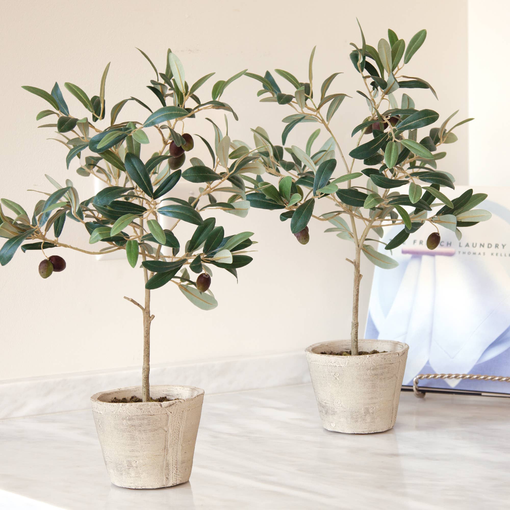 Faux Olive Tree With Fruit In Pot
