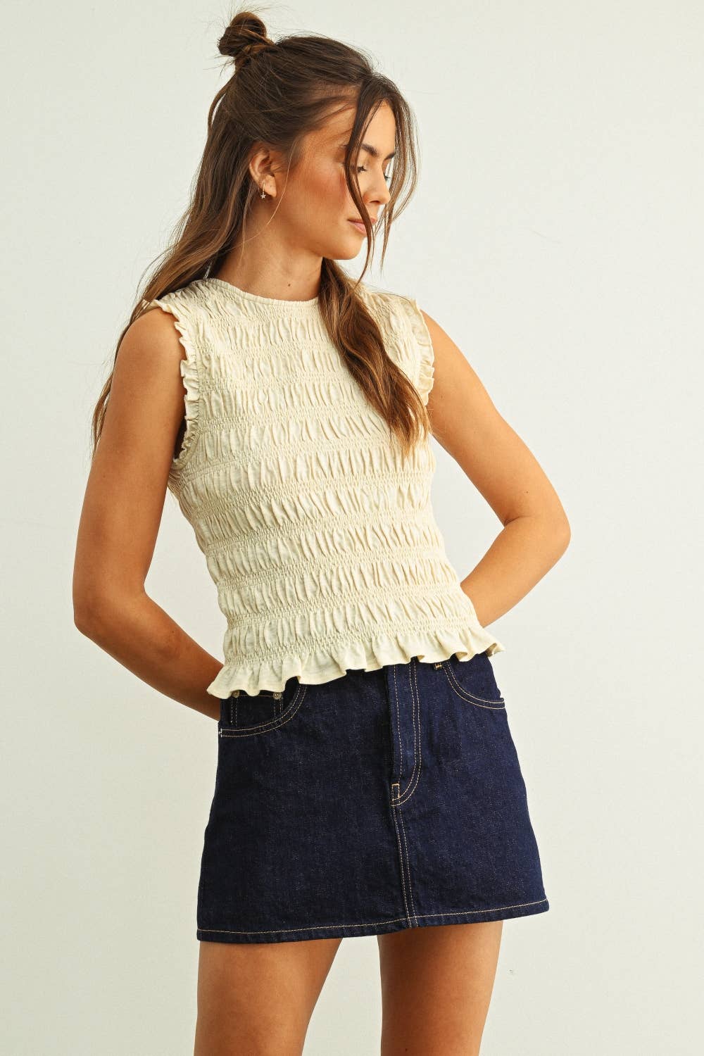 Smocked Sleeveless Top