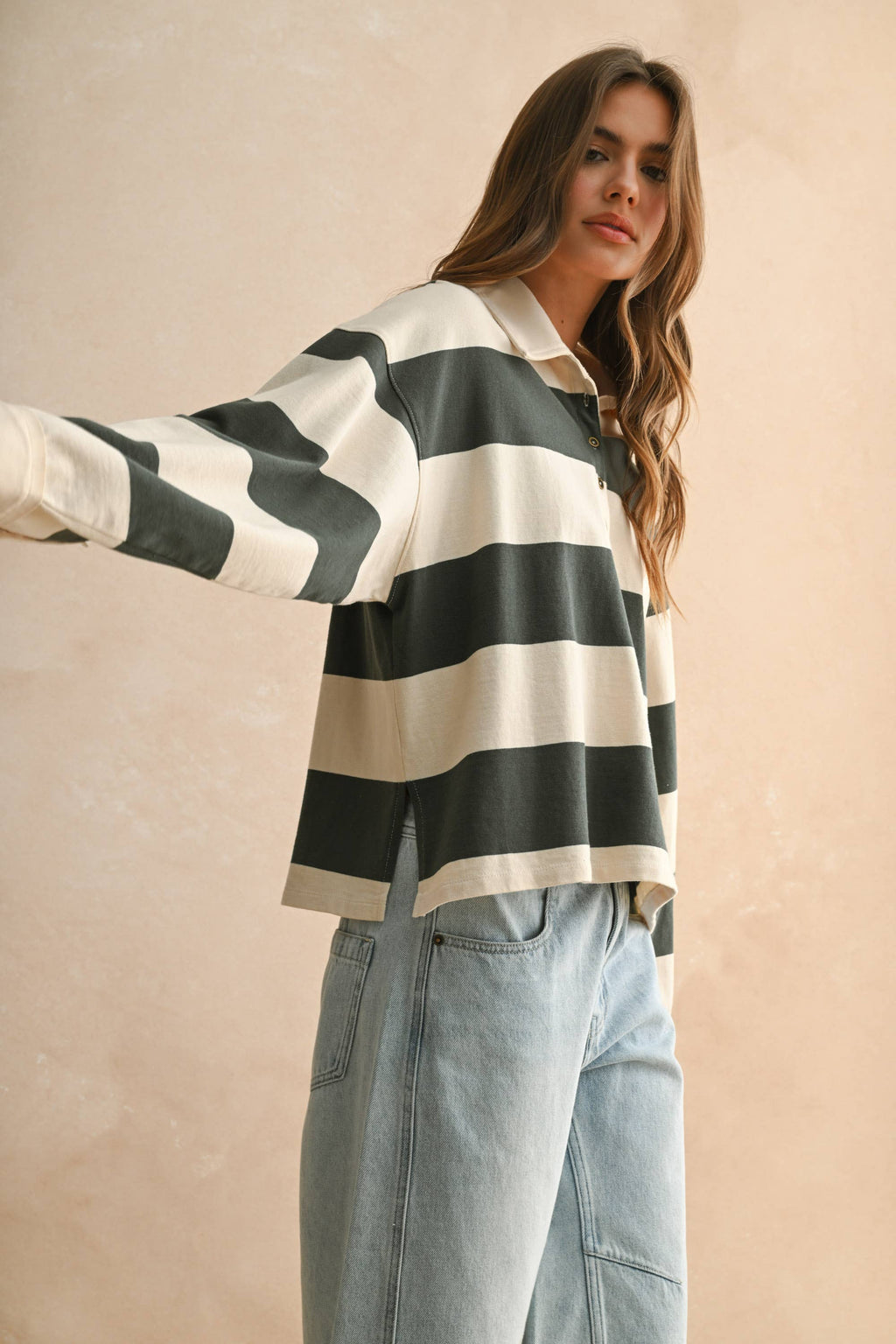 Wide Panel Striped Rugby Shirt