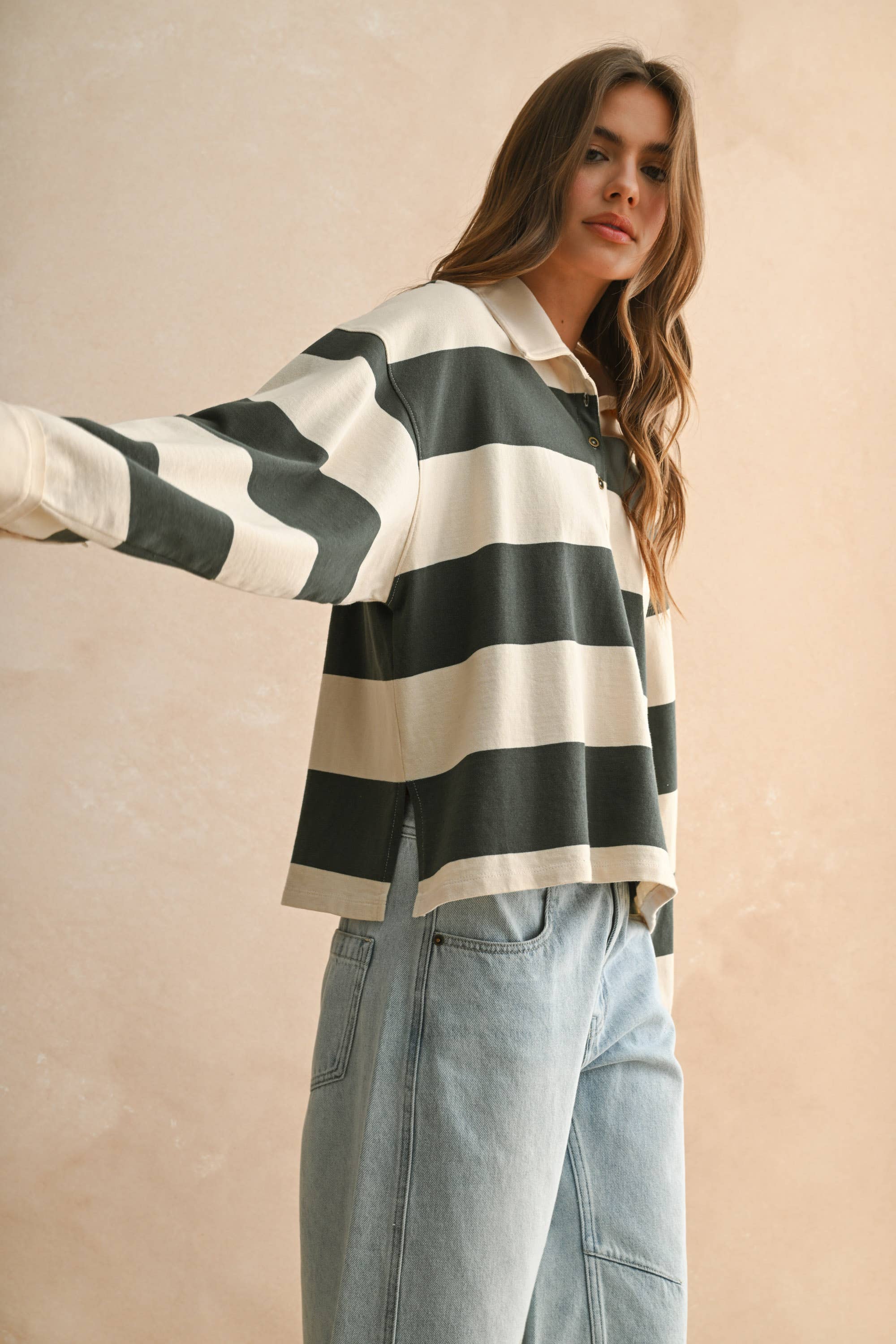 Wide Panel Striped Rugby Shirt