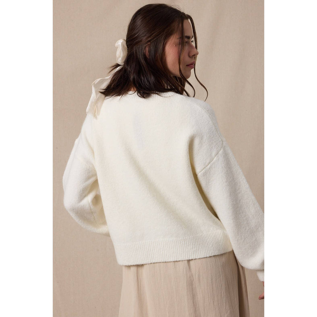 Plaid Bow Brushed Sweater