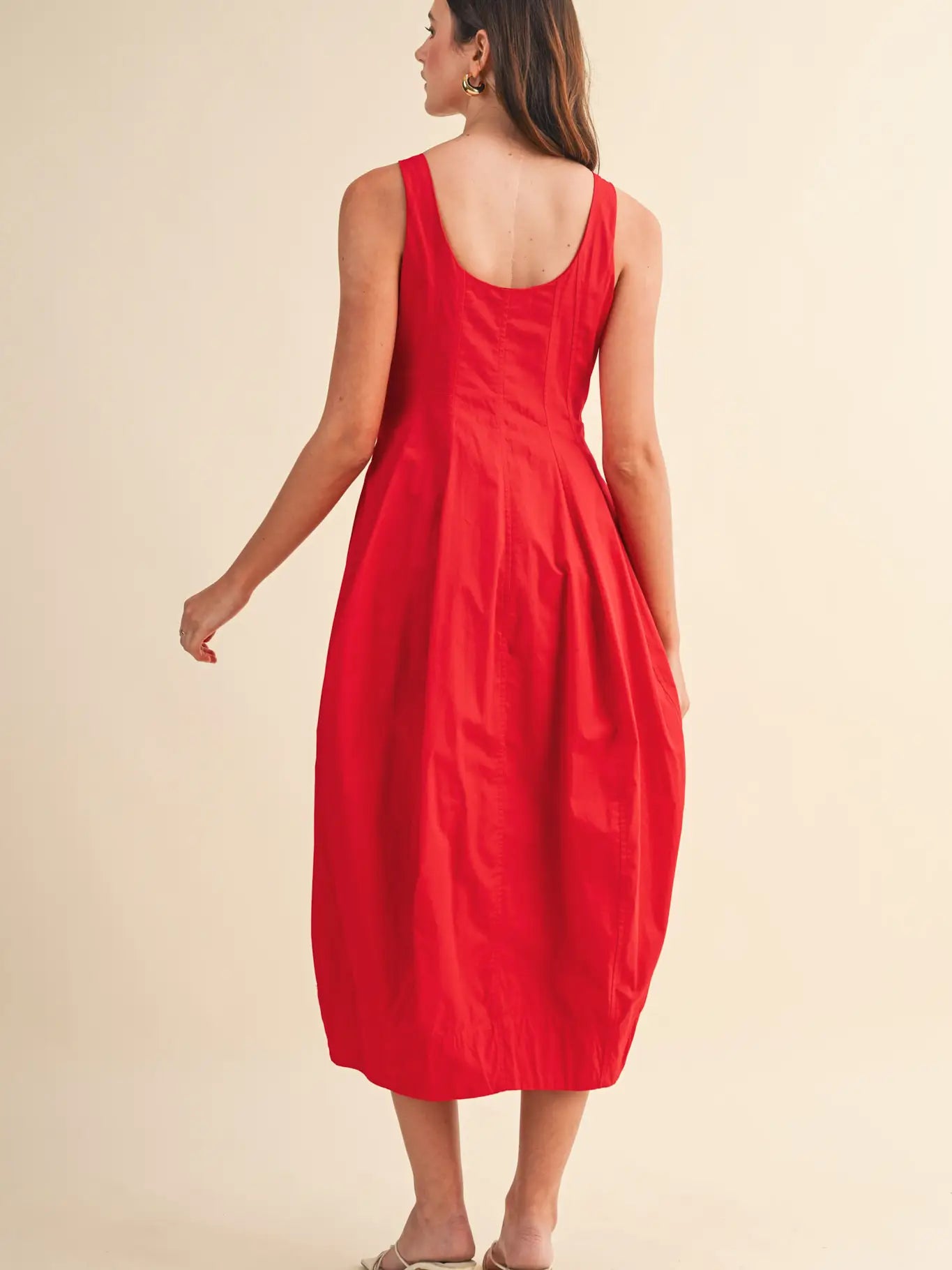 Red Tulip Hem Midi Dress