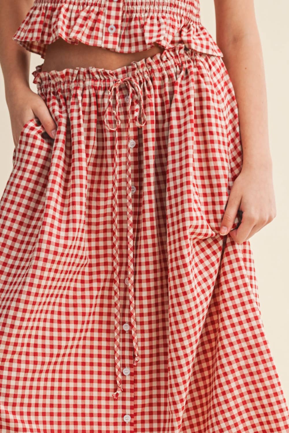Gingham Button Skirt