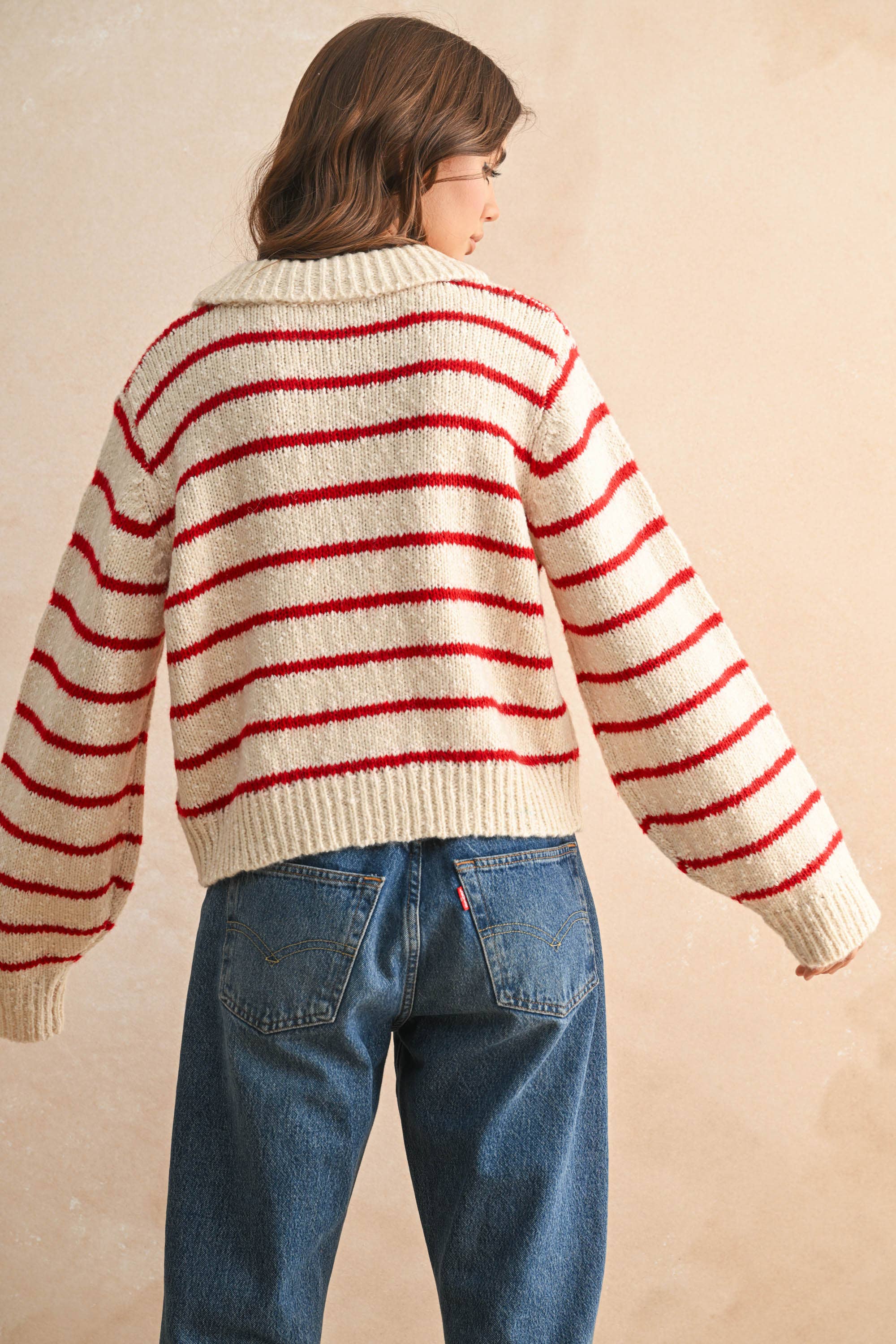 Buttondown Striped Knitted Cardigan  is