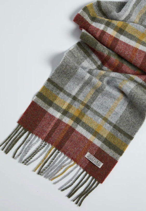 Rust & Green Tartan Lambswool Scarf