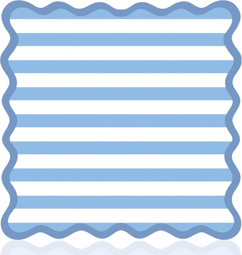 Blue Stripe Scalloped Mahjong Mat
