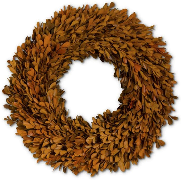 Orange Preserved Boxwood Wreath