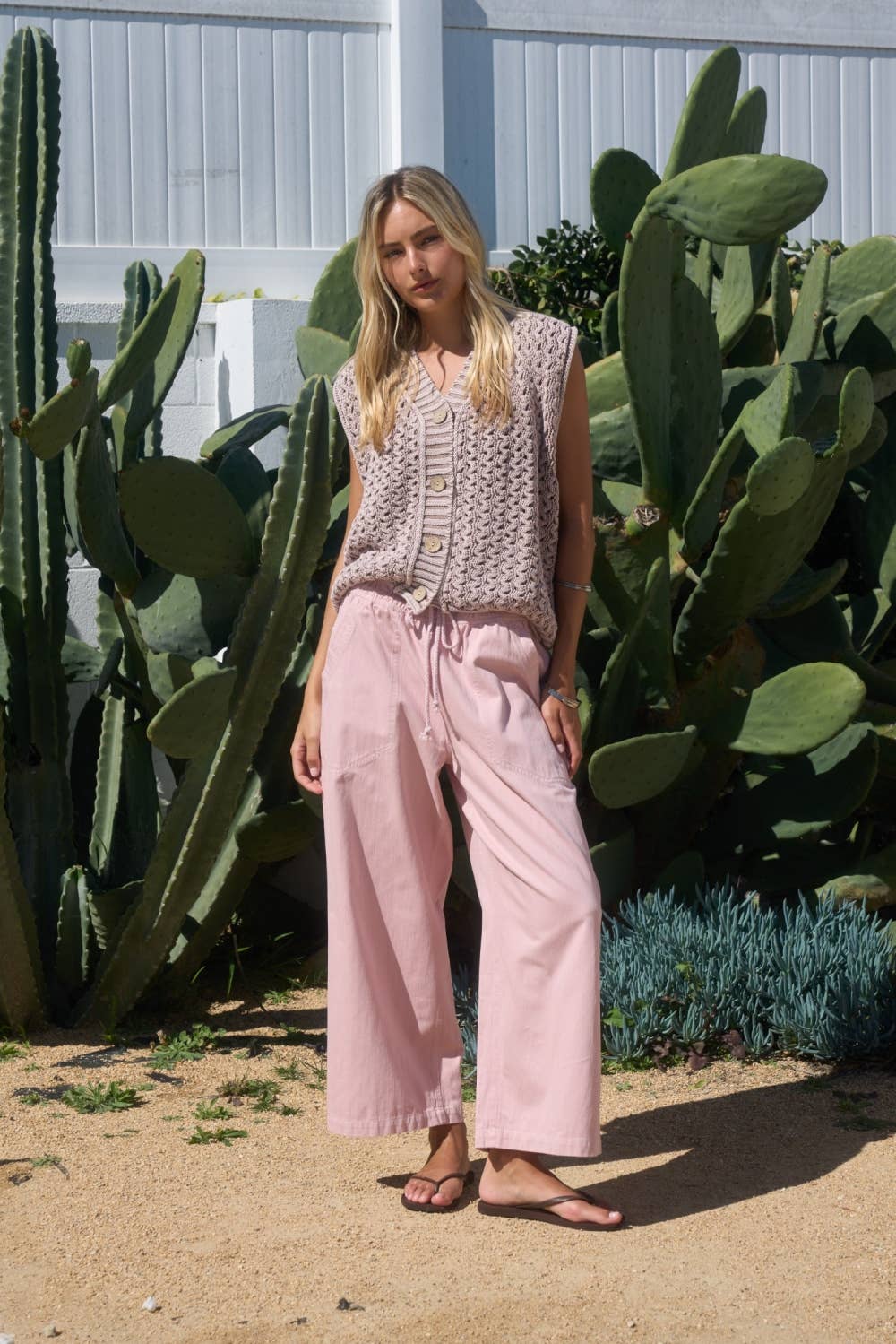 Drawstring Wide Leg Casual Pants