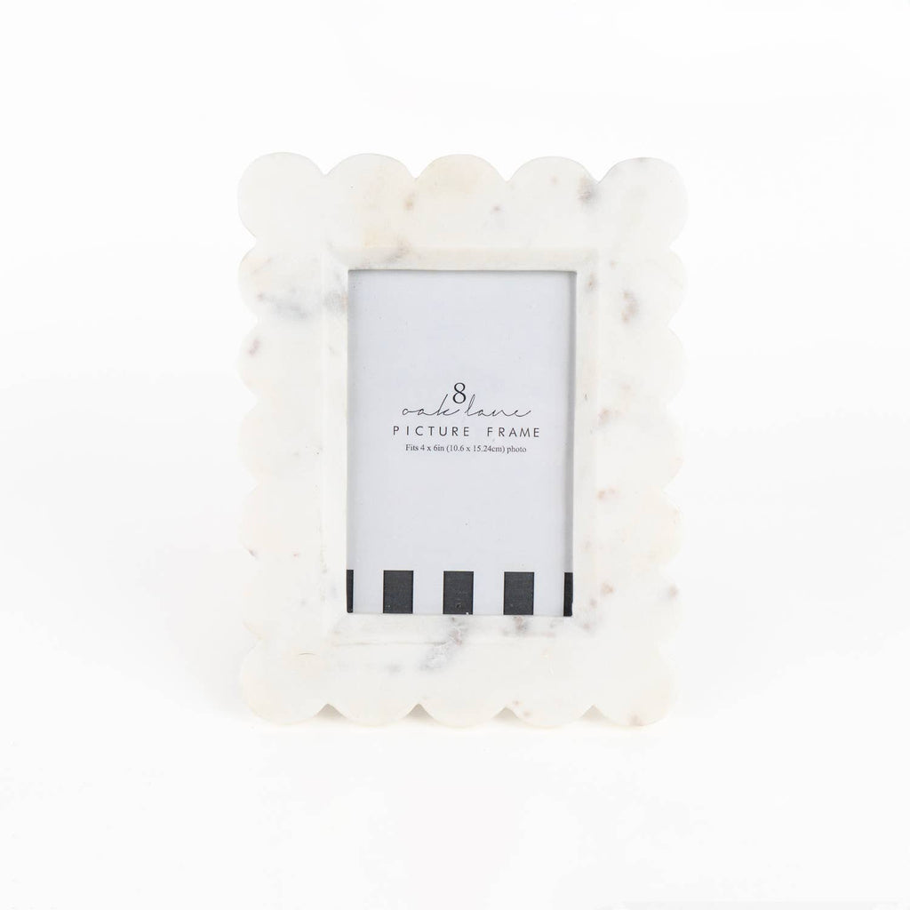 White Scalloped Marble Picture Frame