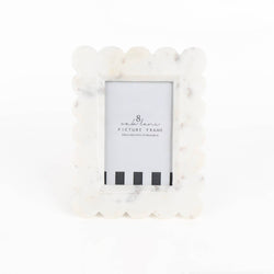White Scalloped Marble Picture Frame