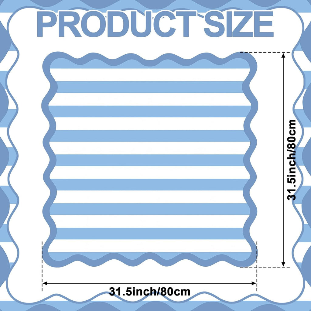 Blue Stripe Scalloped Mahjong Mat