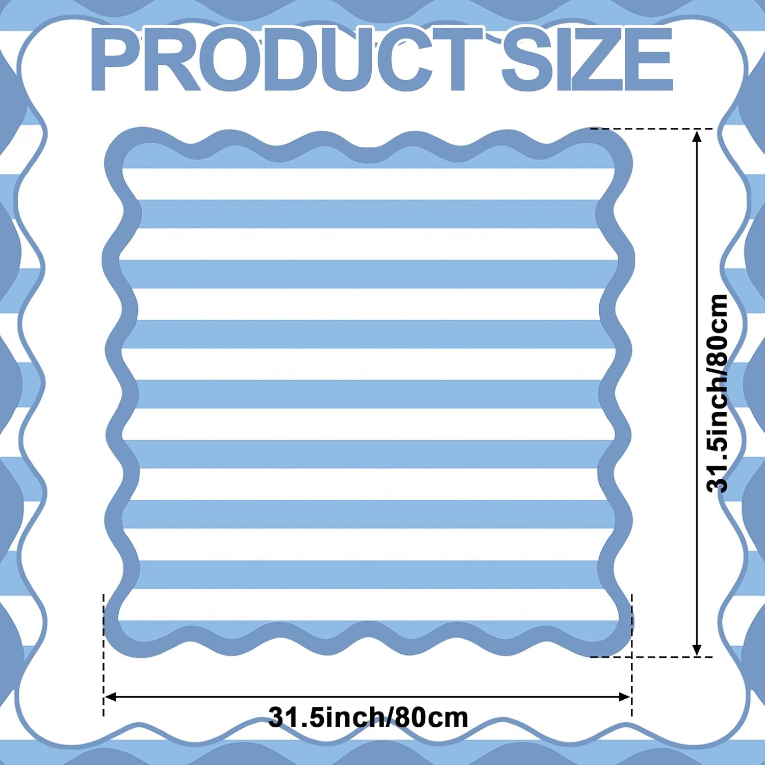 Blue Stripe Scalloped Mahjong Mat