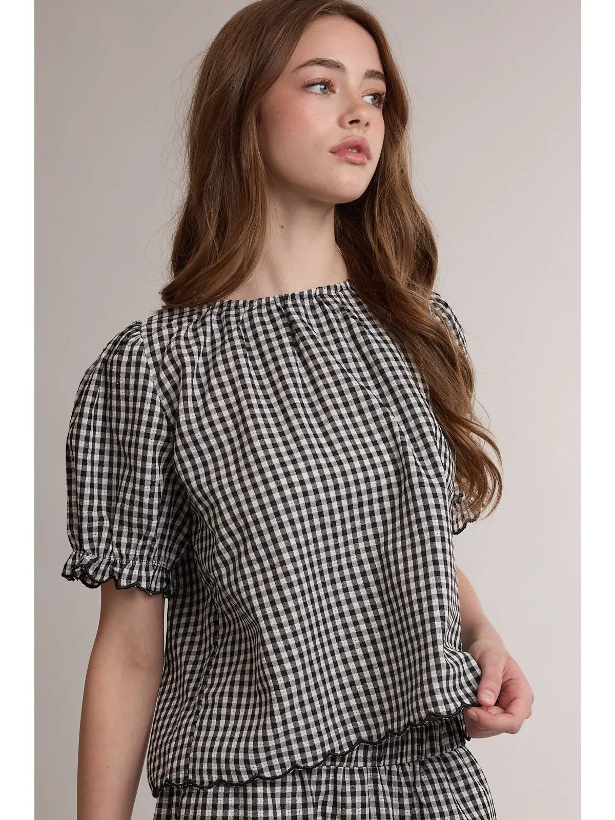 Gingham Scallop Hem Set