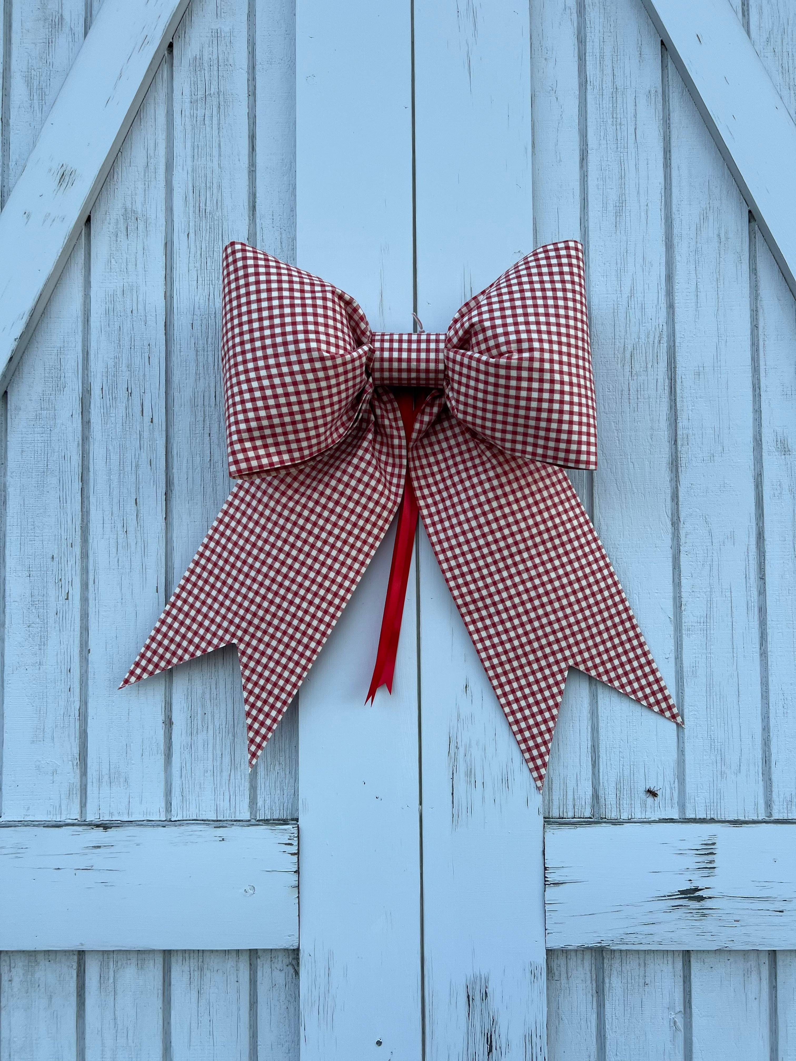 Red and Cream Gingham Bow