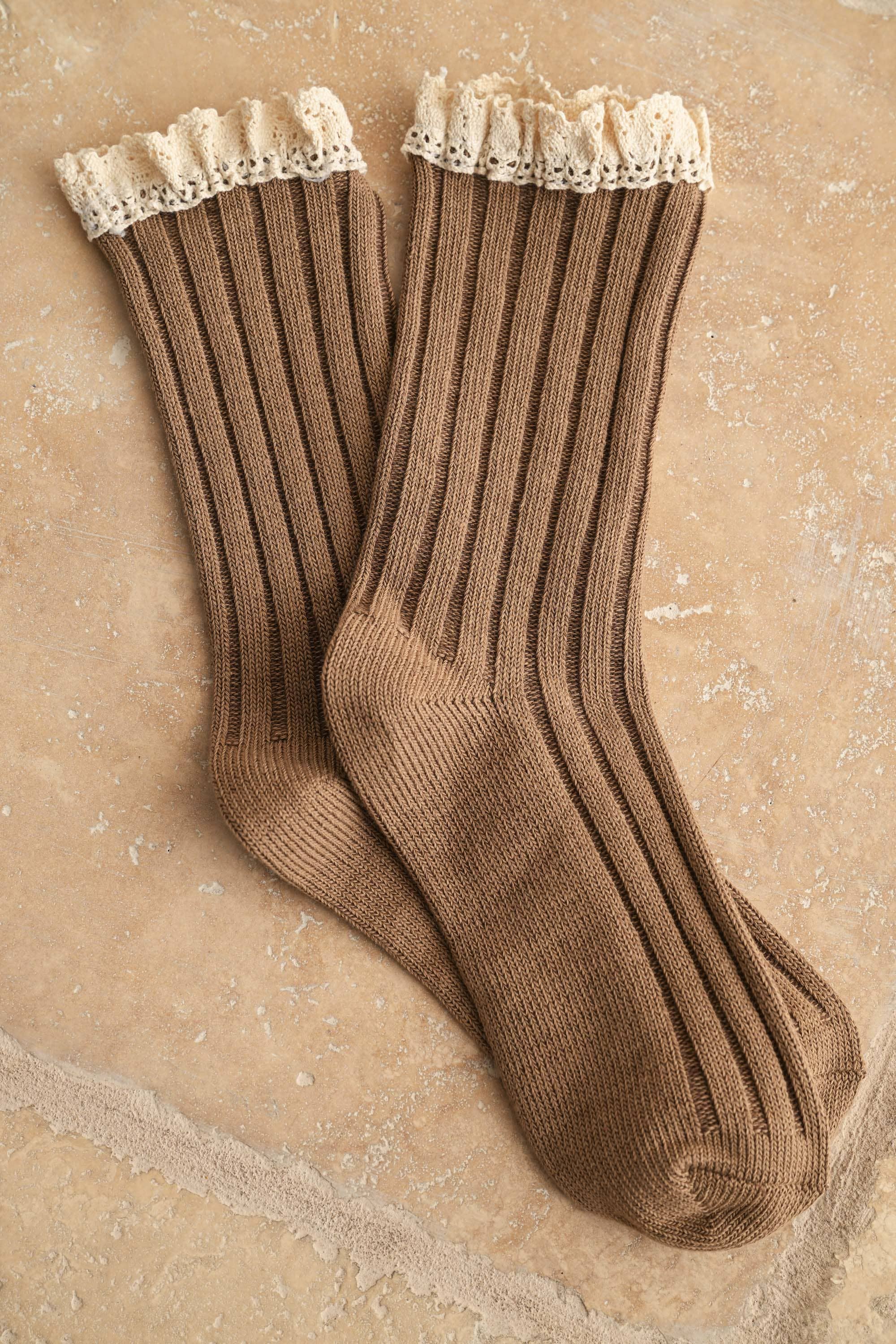 Dye & Wash Crochet Trim Socks