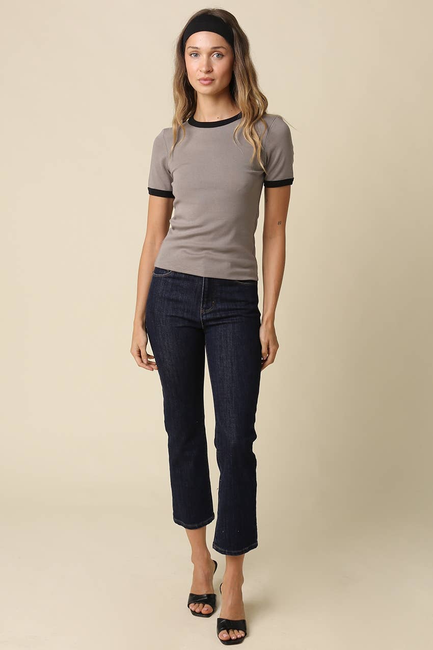 Ivy Contrast Trim Crewneck Tee