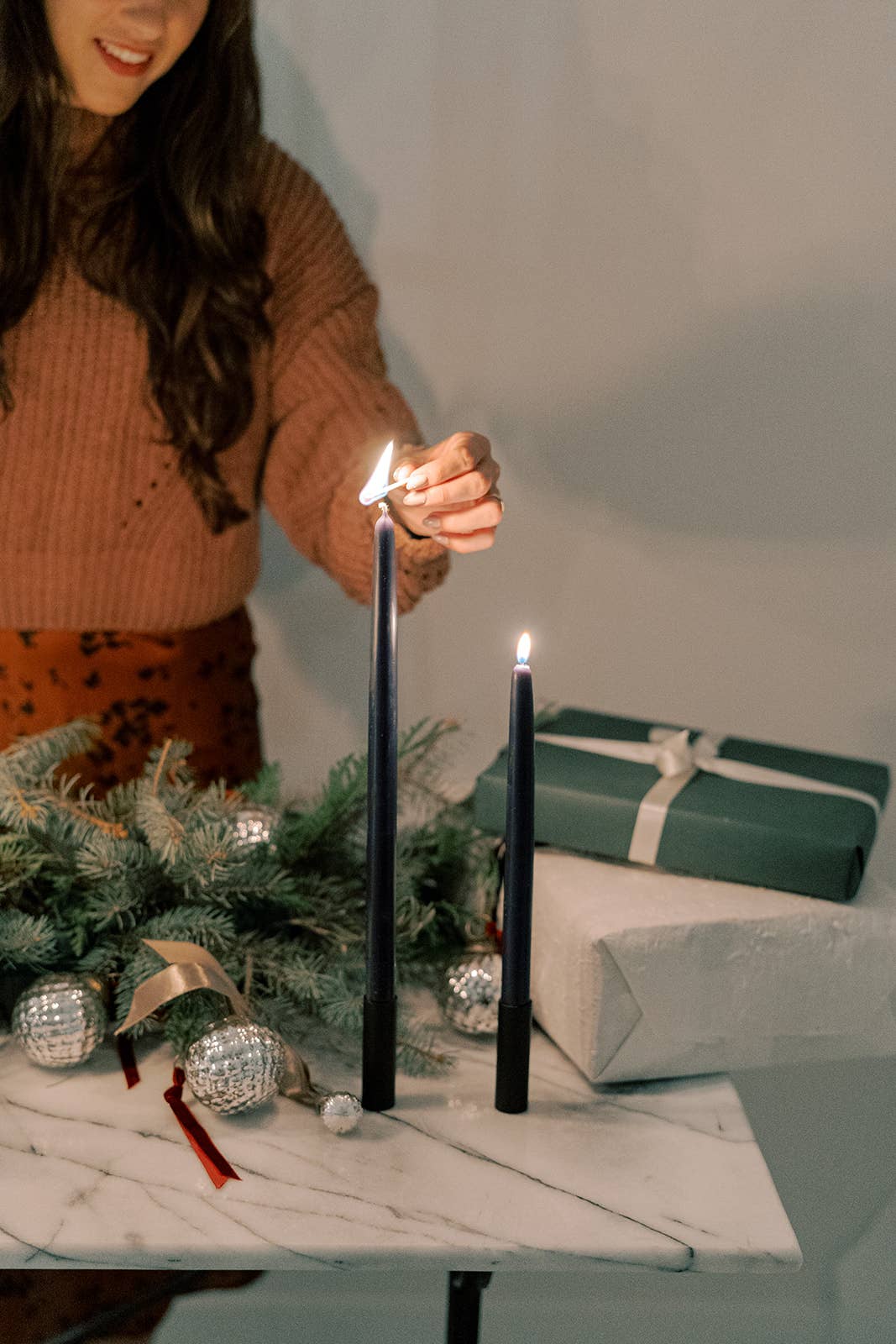 Midnight Blue Dipped Beeswax Taper Candles