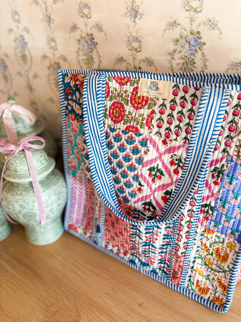 Wildflower Patch Quilted Tote Bag 