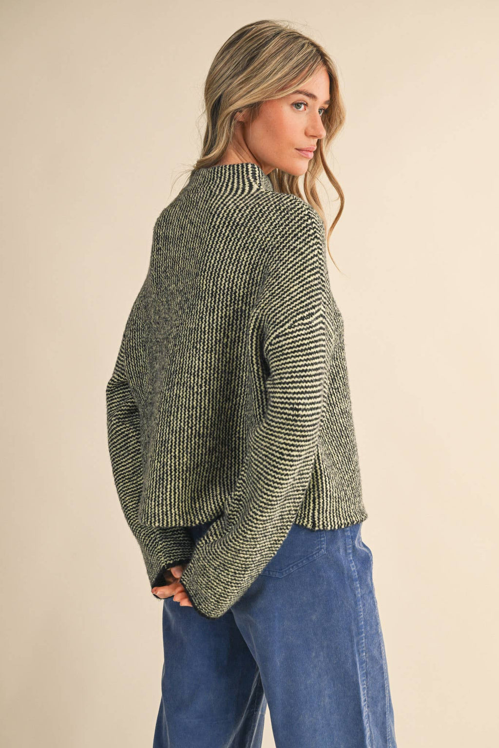 Striped Sweater Cardigan with Colorful Buttons