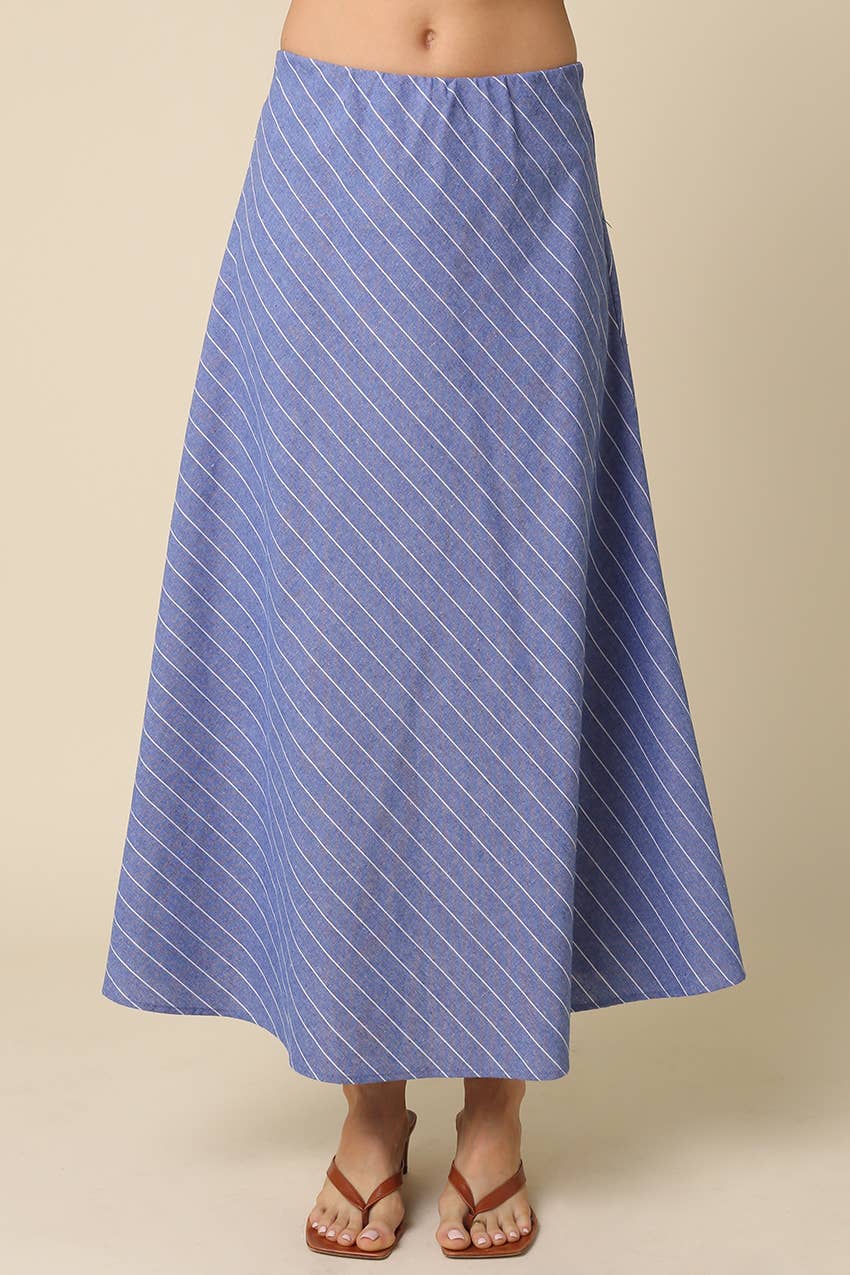Lena Diagonal Stripe A-Line Maxi Skirt