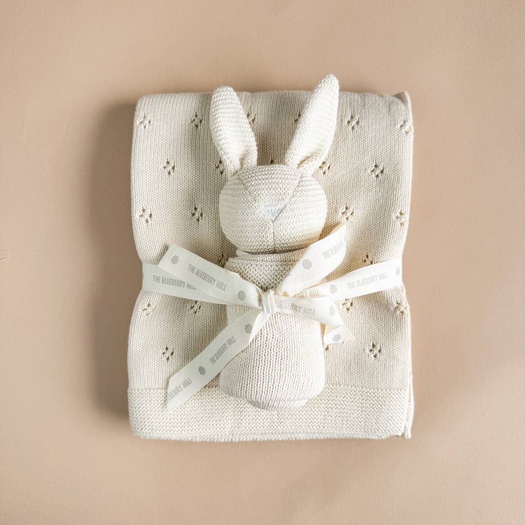 Cream Bunny Lovey Blanket Set