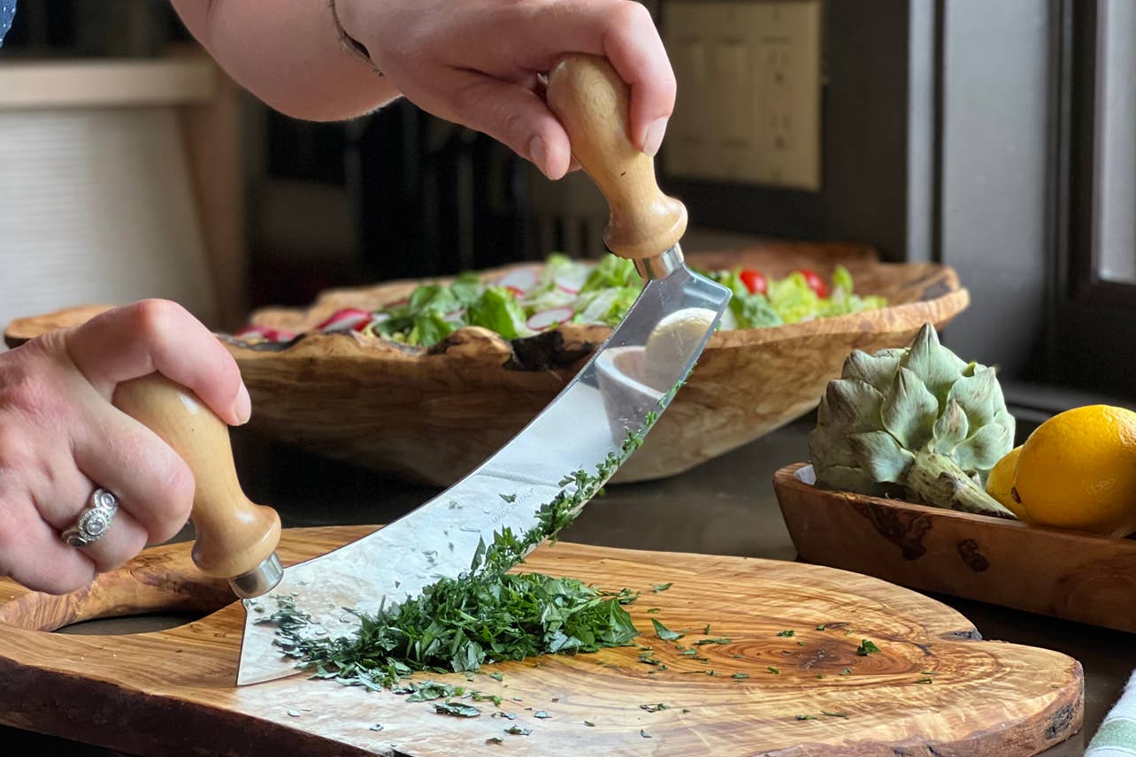 Traditional Italian Mezzaluna Chopper - Large