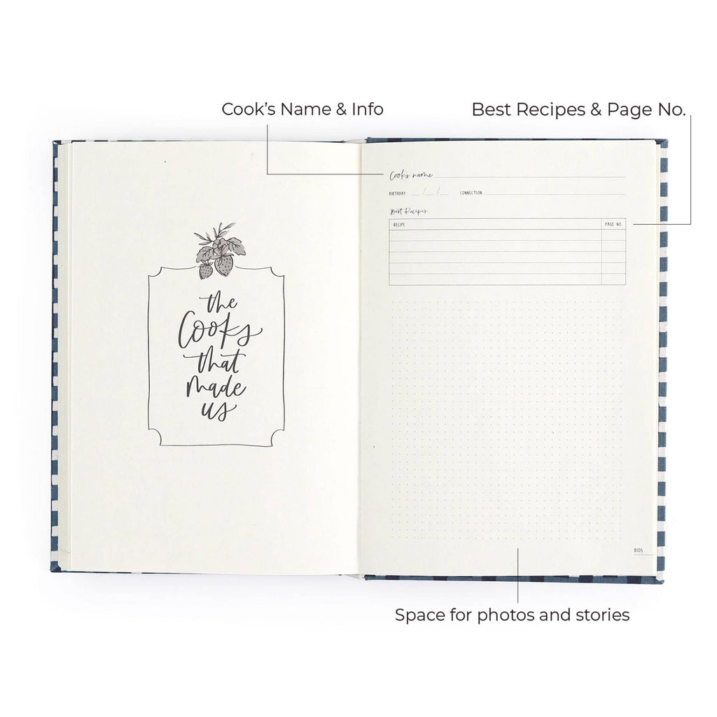 Navy Gingham Heirloom Recipe Book
