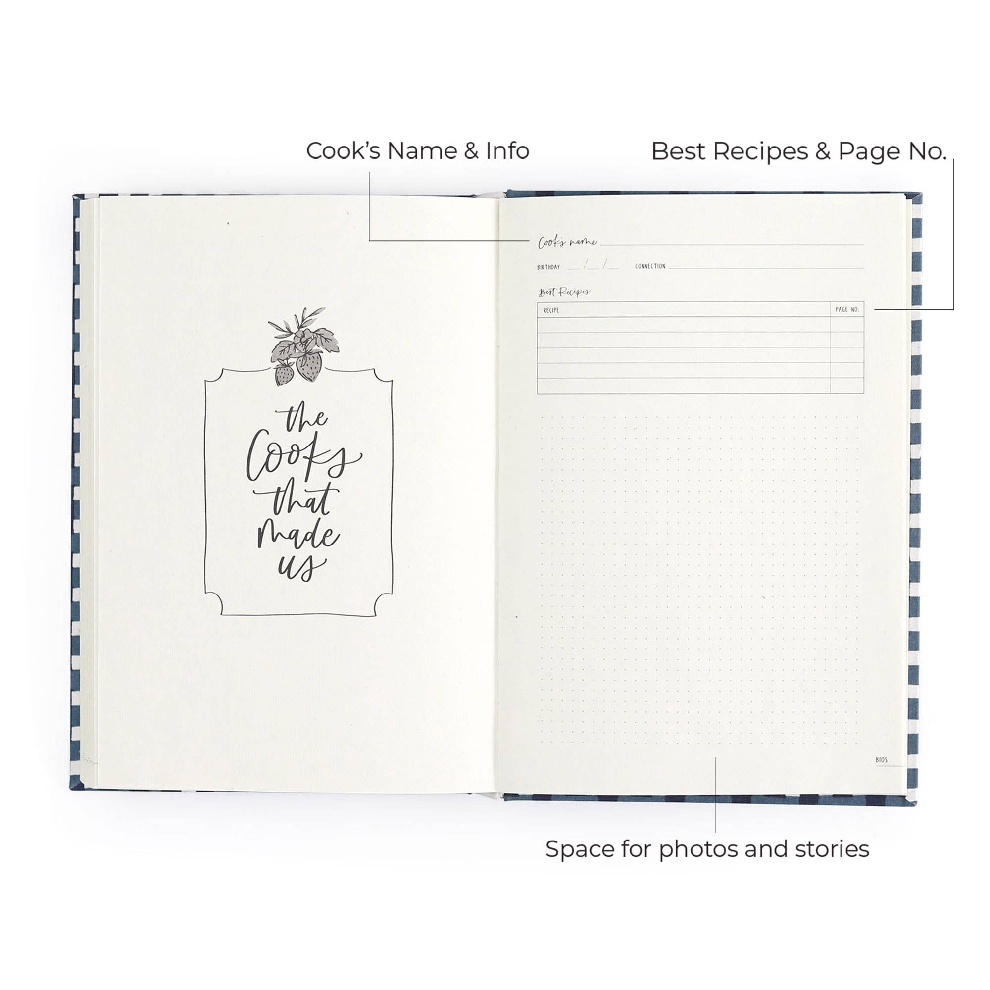 Navy Gingham Heirloom Recipe Book