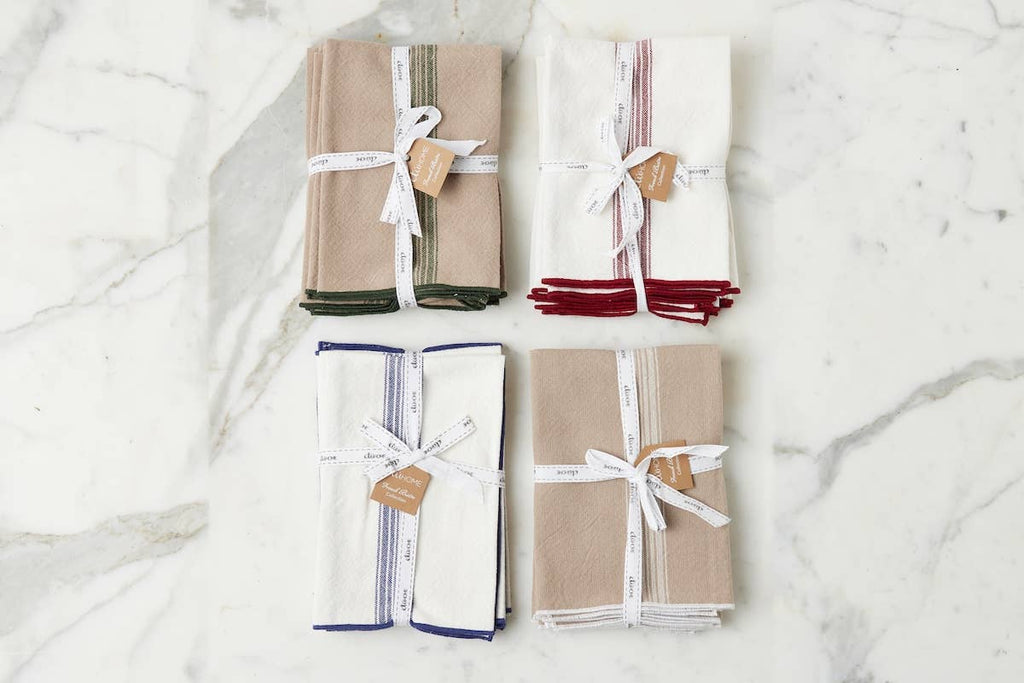 Vintage Navy Blue Stripe Dinner Napkin