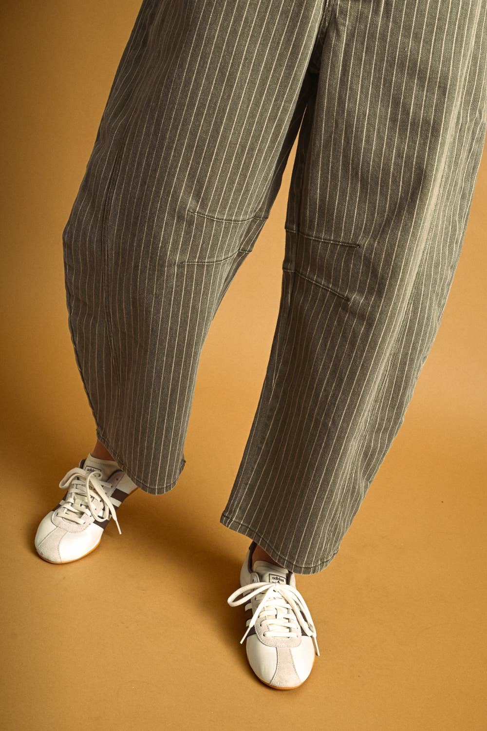 Pinstriped Barrel Pants