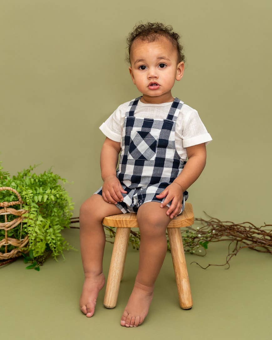 Raphael Checker Gingham Romper + Shirt Set (Organic Cotton)