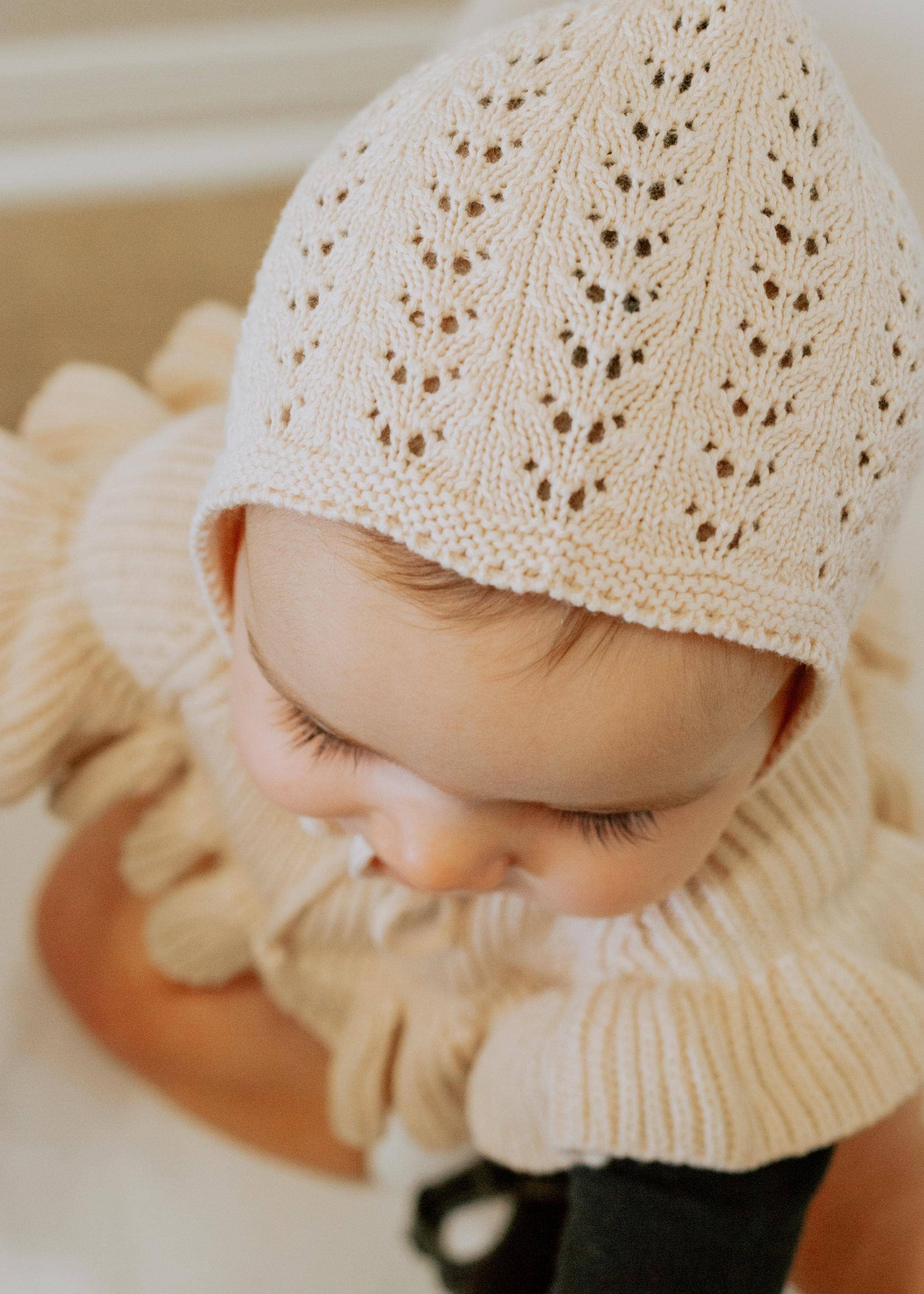 Jamie Knit Bonnet Cotton Lace Hat