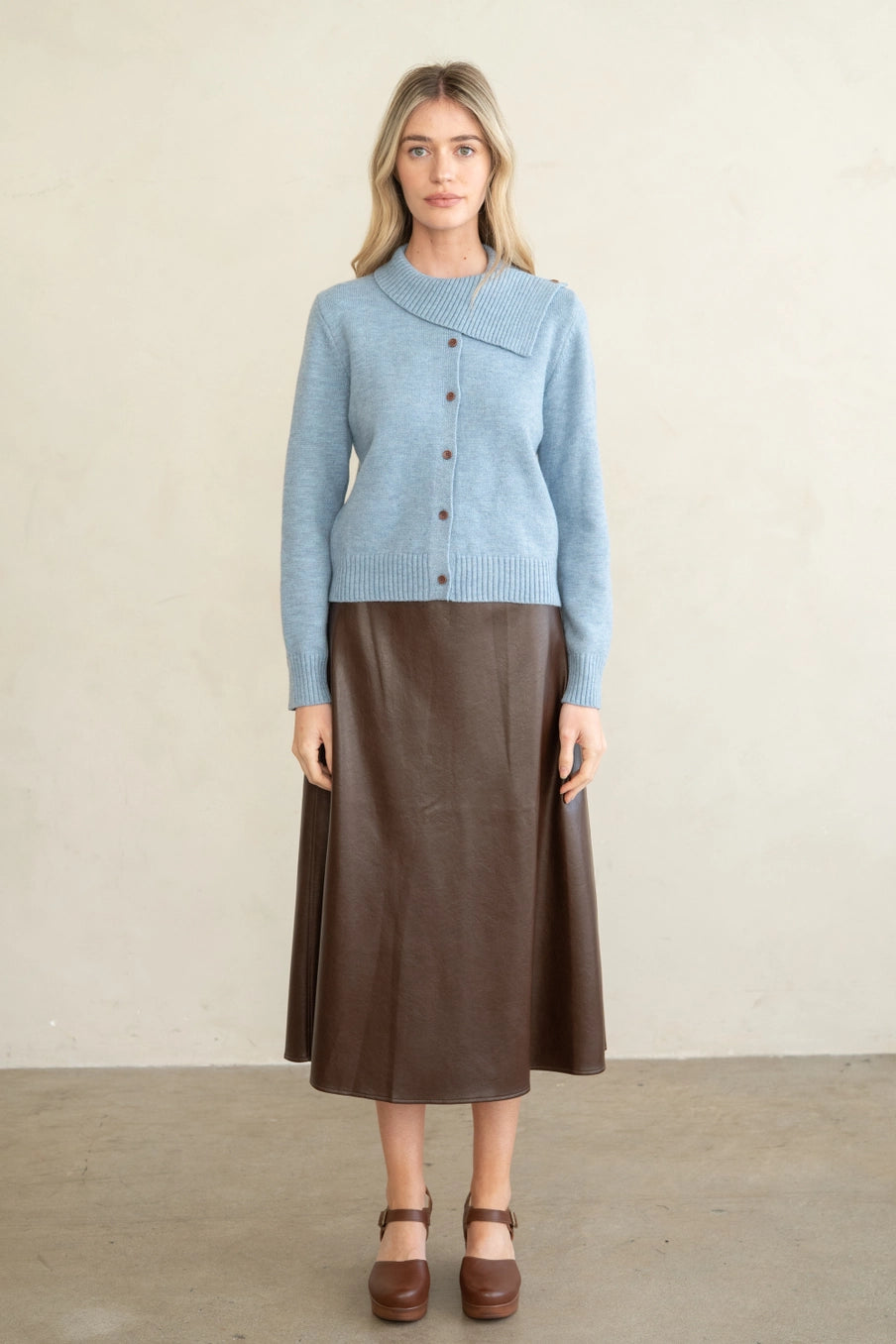 Asymmetric Rib Collar Cardigan