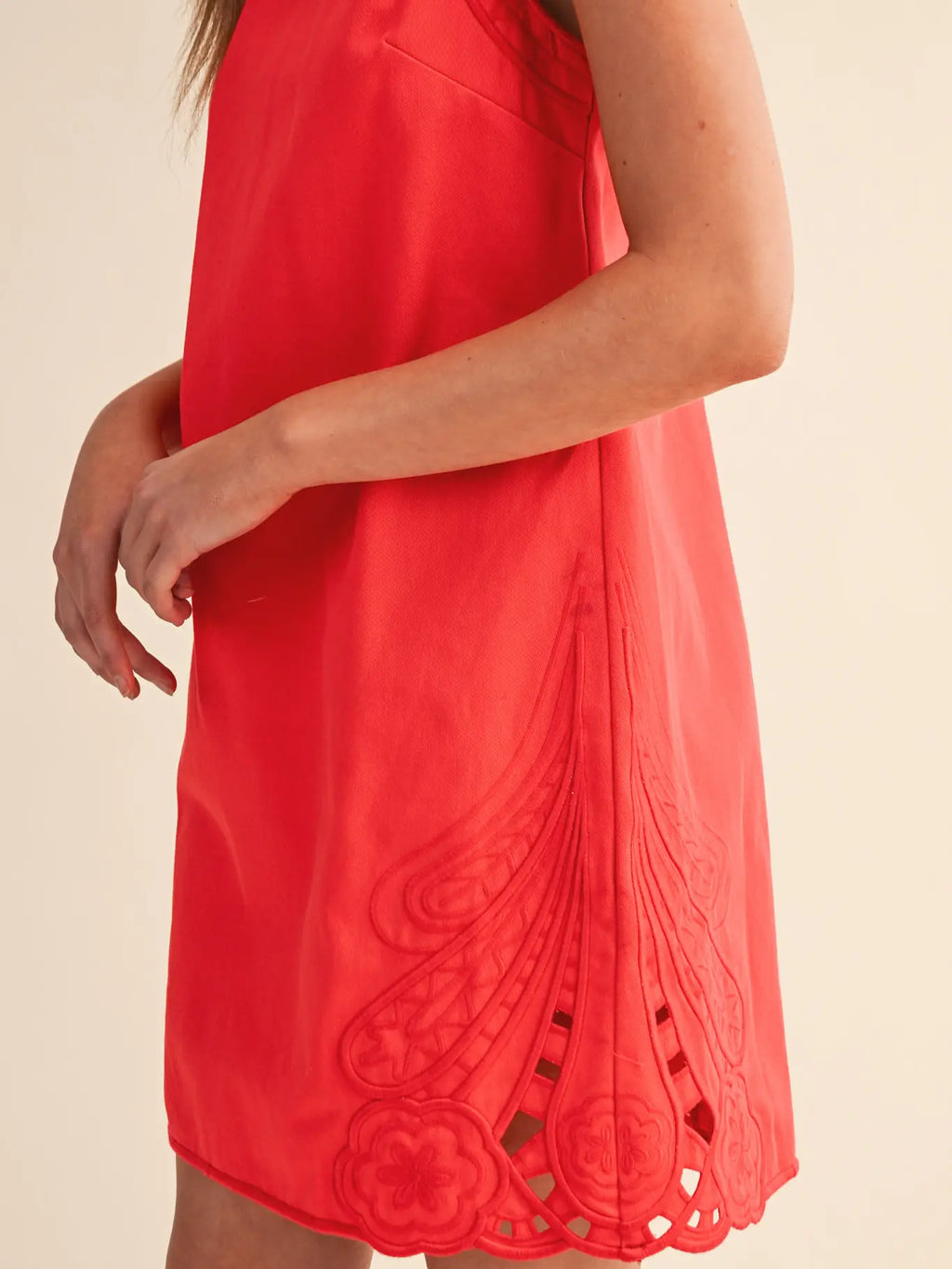 Cut-Out Embroidered Shift Dress