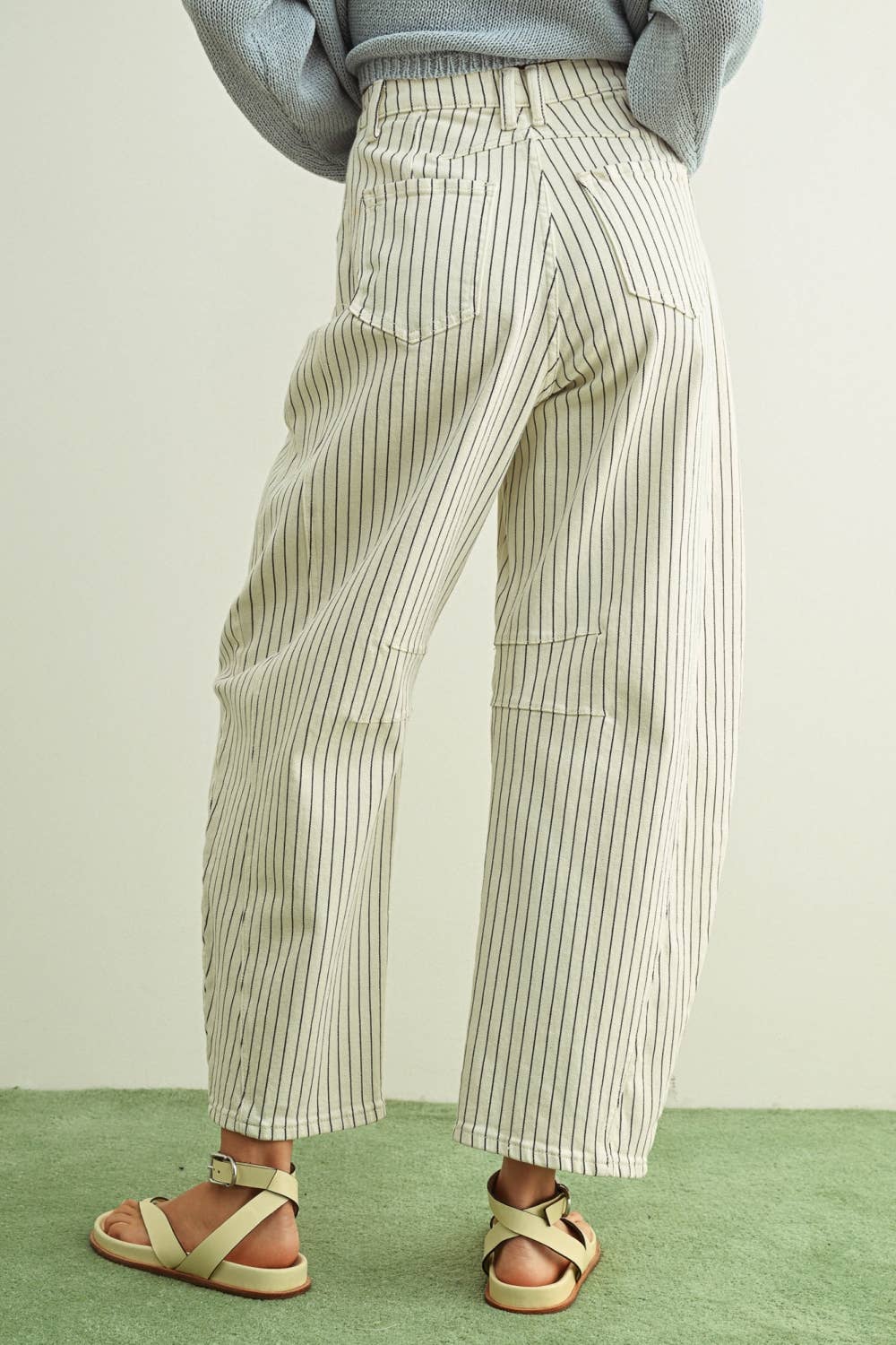 Pinstriped Barrel Pants
